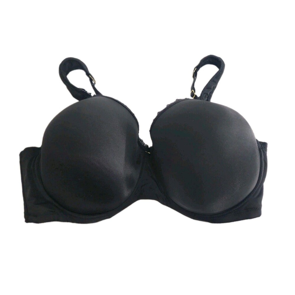 Ashley Stewart Butterfly Bra Women 44DDD Black Underwire Double Back Wrap Padded